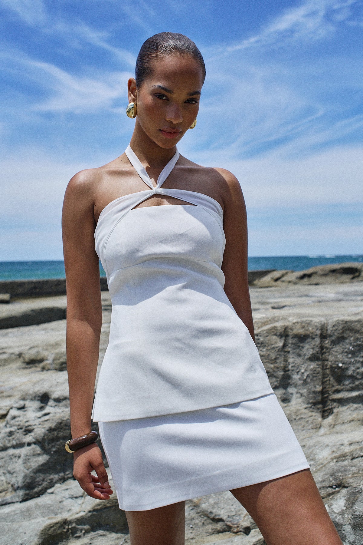 Perfect Stranger Nova Mid Rise Tailored Skort White