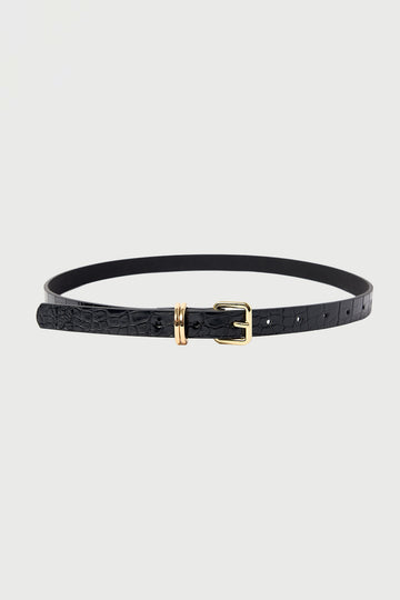 Perfect Stranger Ash Croc Thin Belt Black