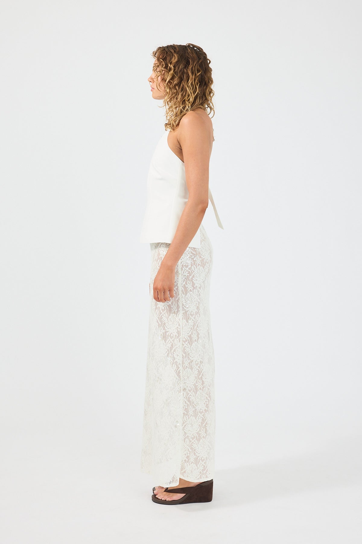 Perfect Stranger Beck Buckle Halter Top Off White