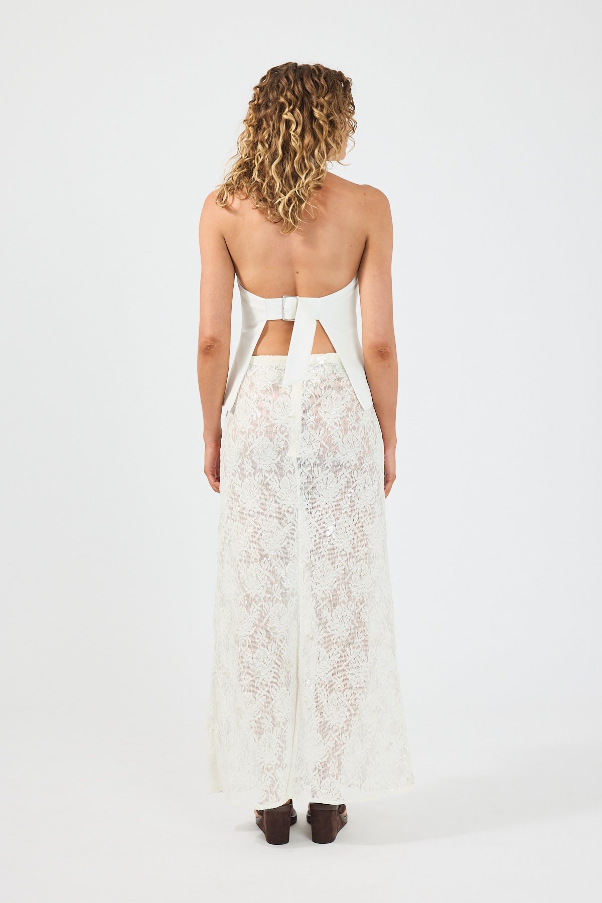 Perfect Stranger Beck Buckle Halter Top Off White