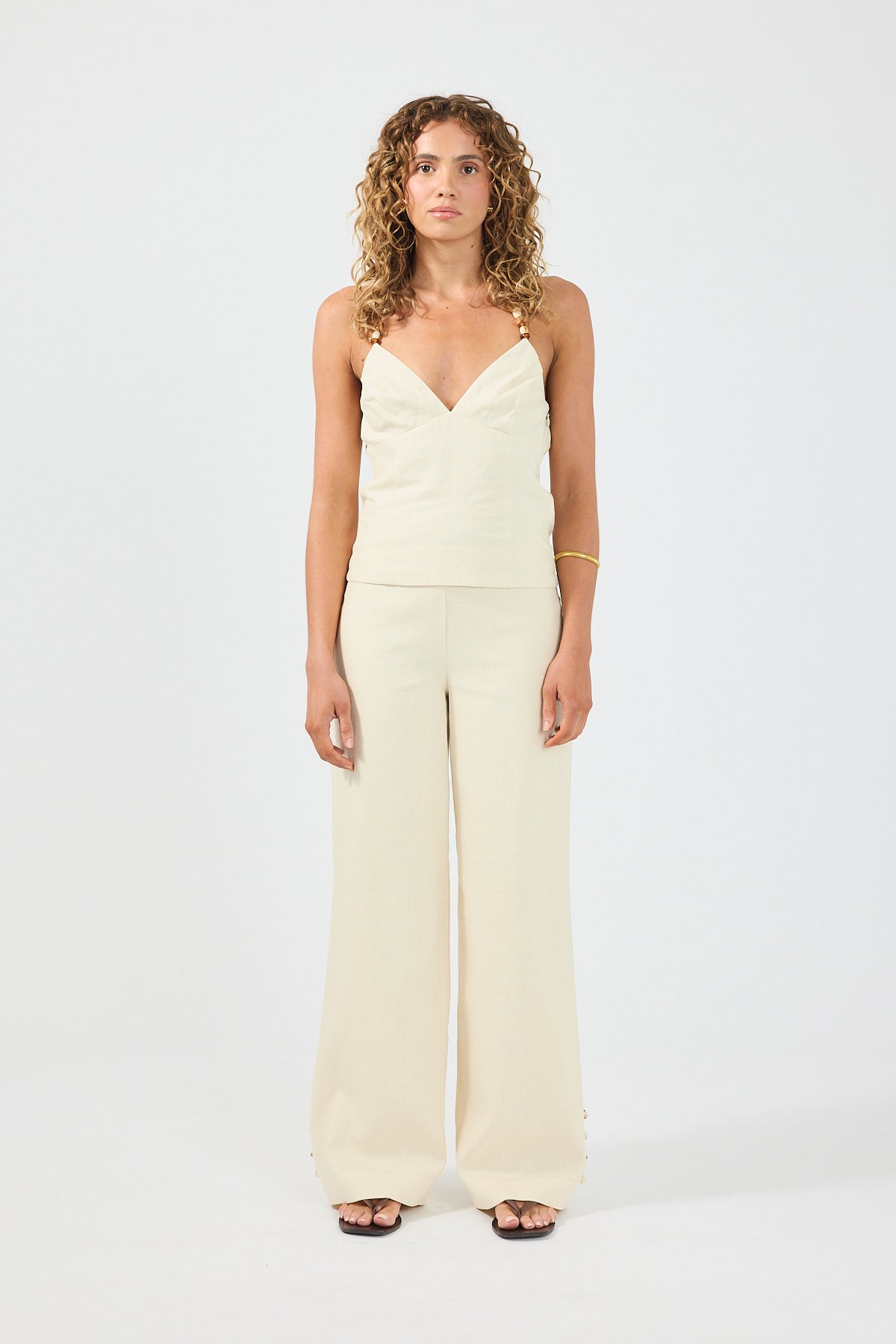 Perfect Stranger Juni Linen Mid Rise Pants Butter