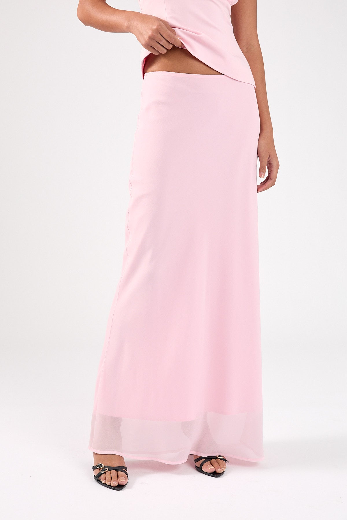 Perfect Stranger Lula Chiffon Maxi Skirt Pink