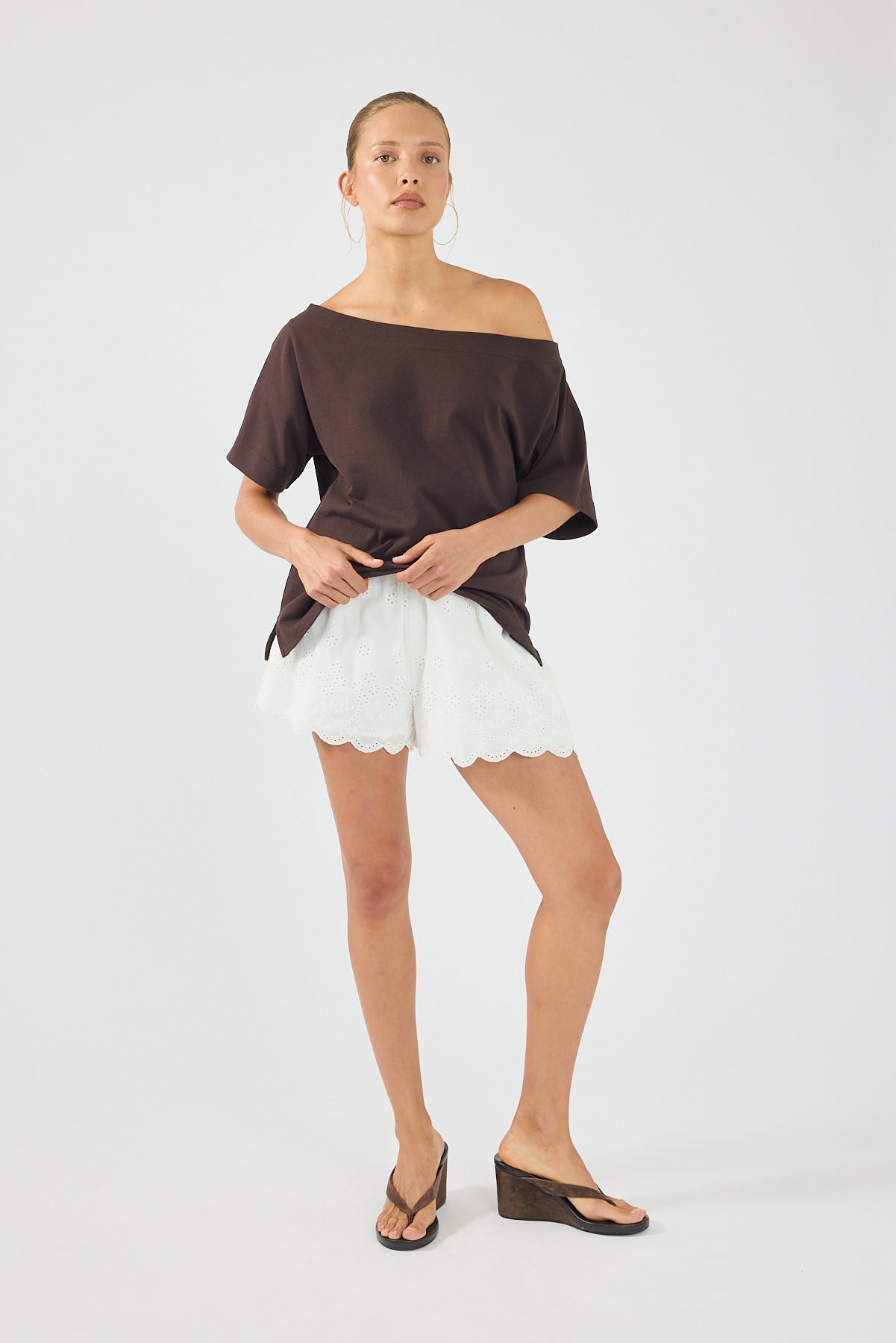 Perfect Stranger Sammy Broderie Shorts White