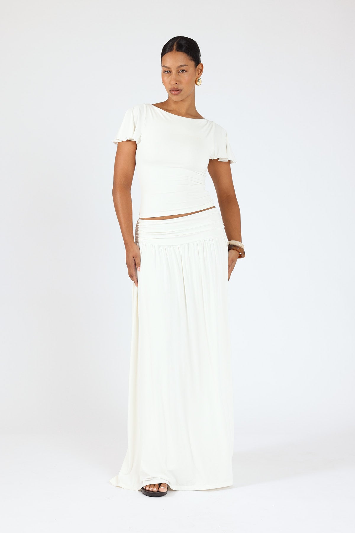 Perfect Stranger Ellison Jersey Maxi Skirt Off White