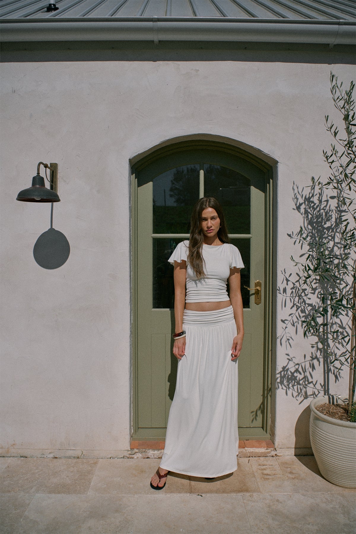 Perfect Stranger Ellison Jersey Maxi Skirt Off White