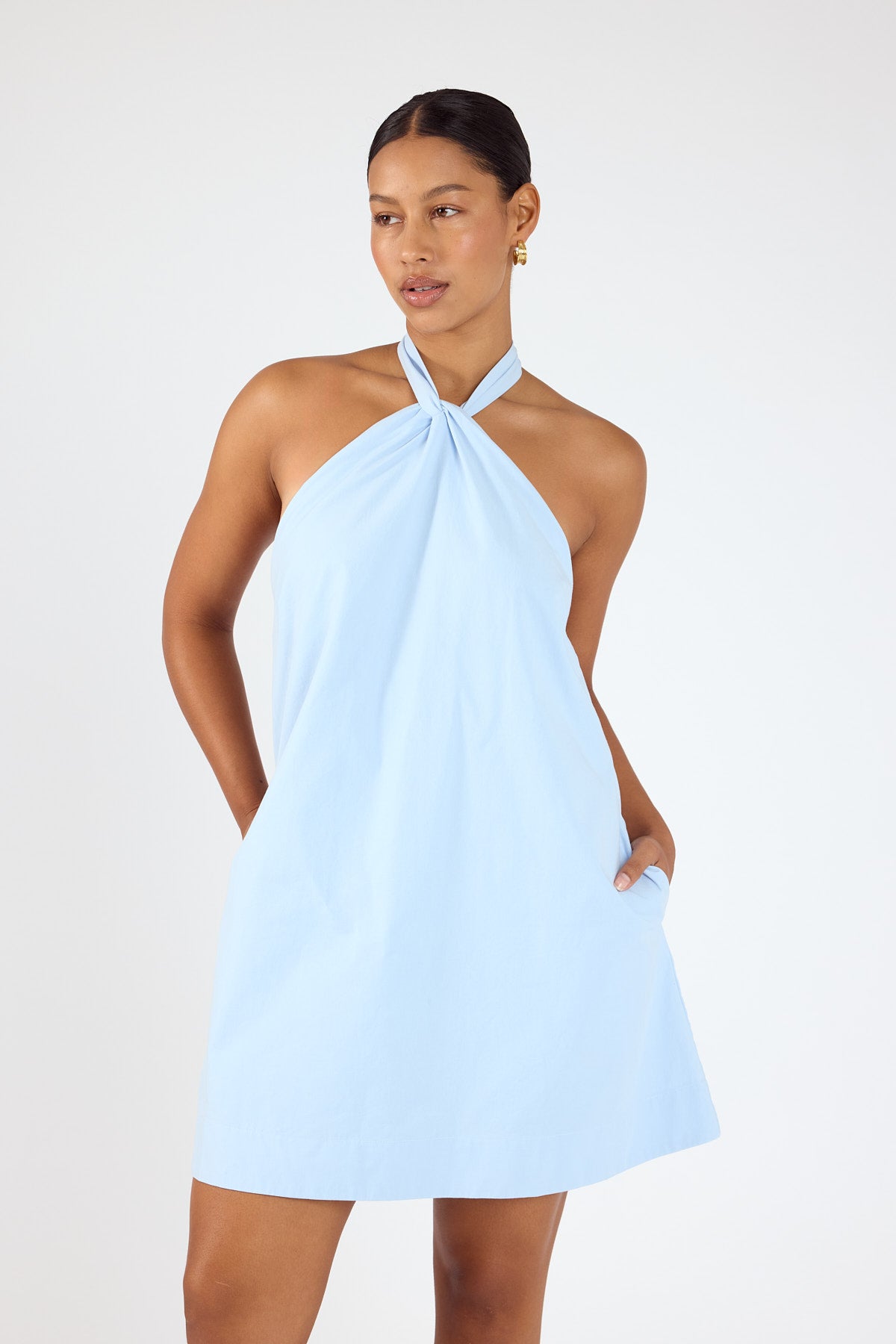 Perfect Stranger Goldie Halter Mini Dress Blue