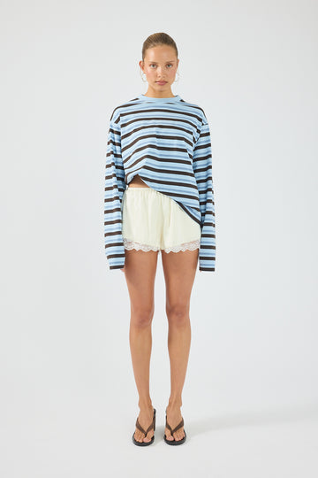 Perfect Stranger Campbell Stripe Long Sleeve T-shirt Blue Stripe