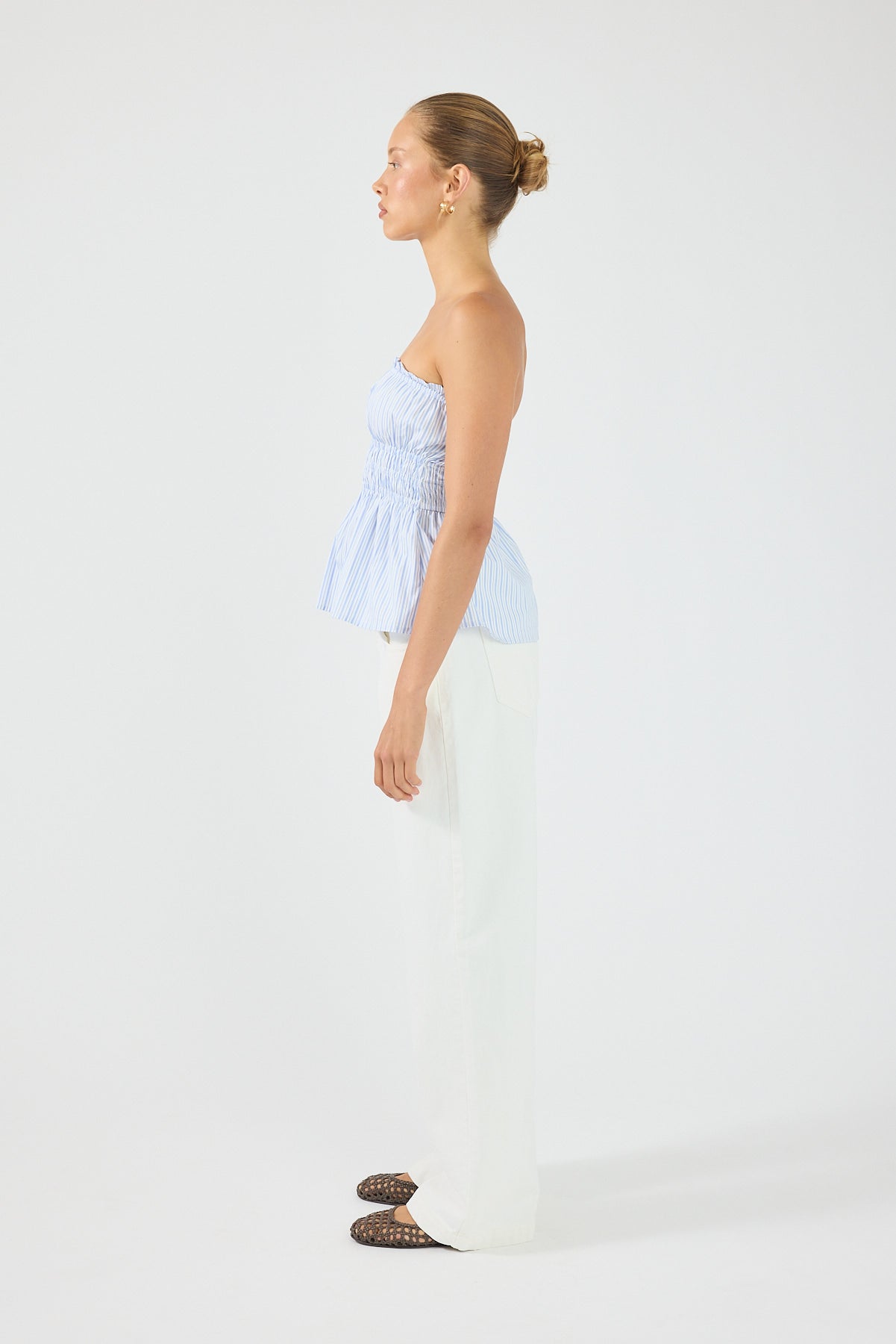 Perfect Stranger Skye Stripe Strapless Top Blue Stripe