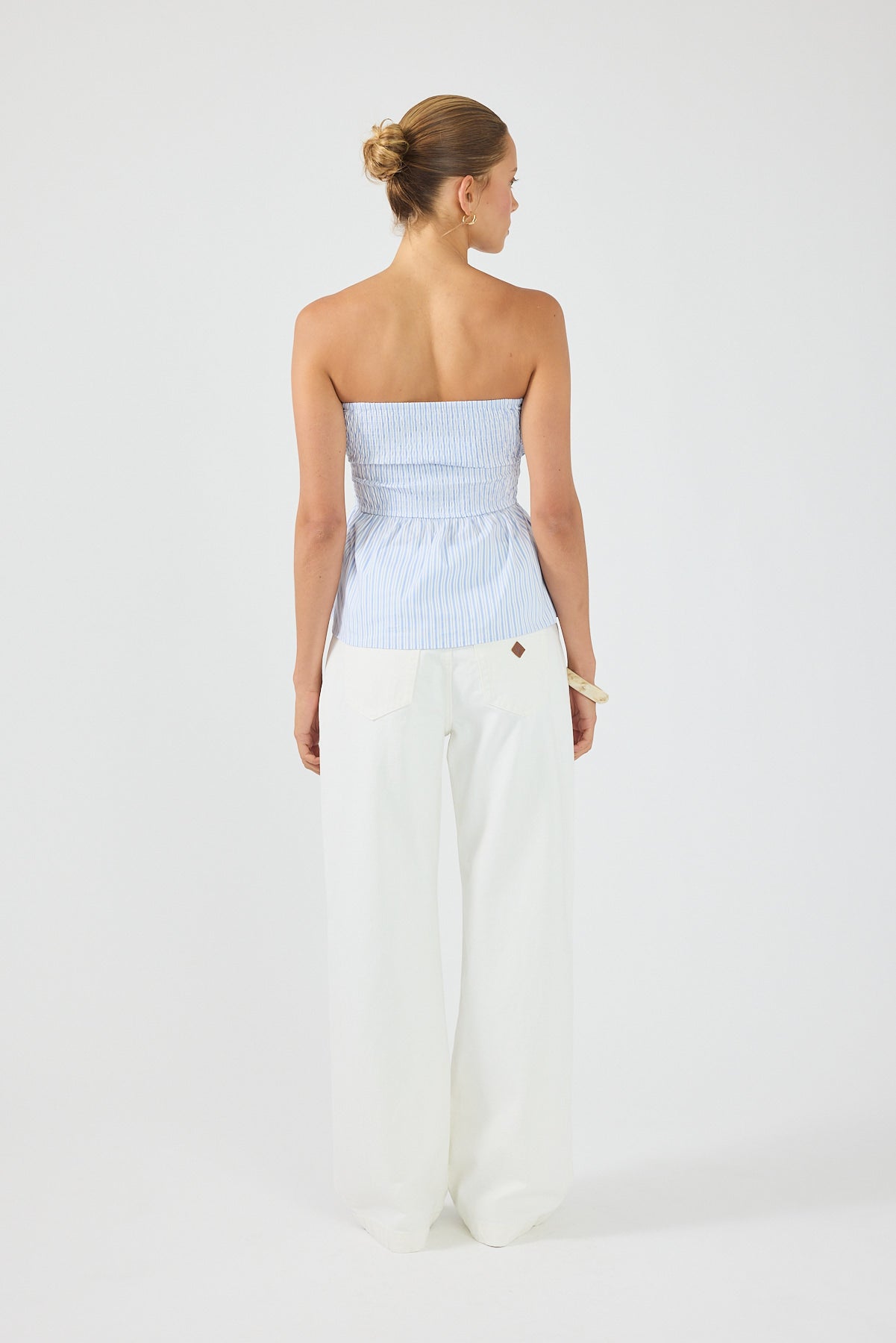 Perfect Stranger Skye Stripe Strapless Top Blue Stripe