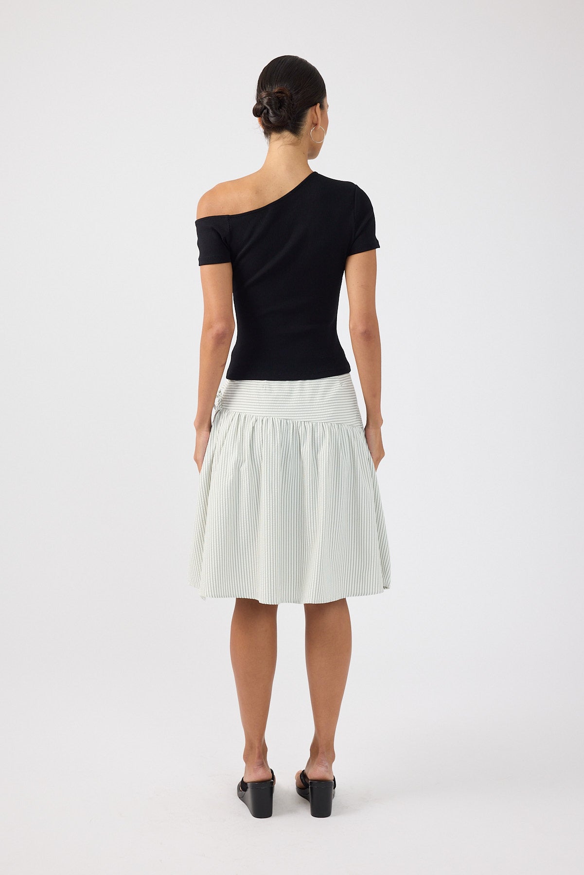 Perfect Stranger One Shoulder Ribbed T-shirt Black