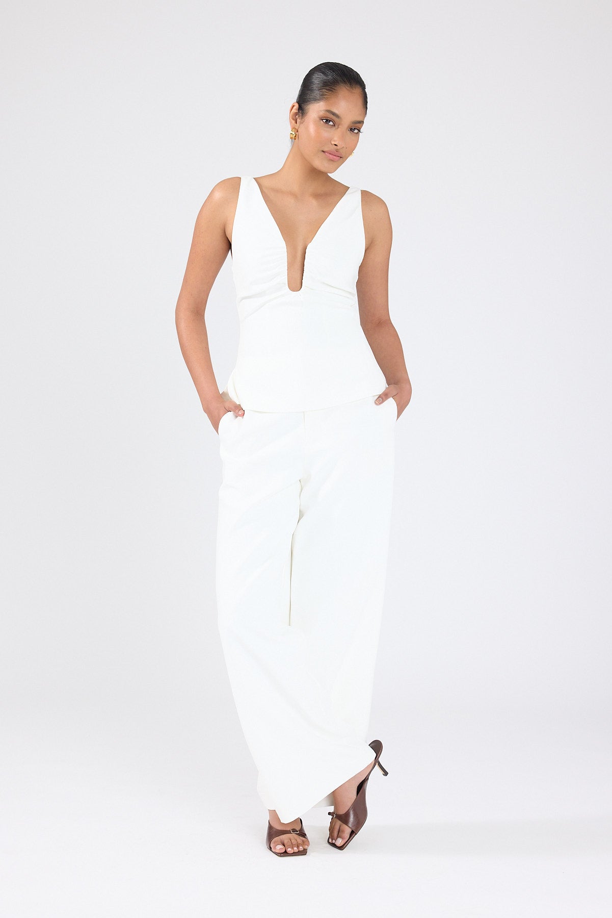 Perfect Stranger Robie High Rise Suiting Pants White