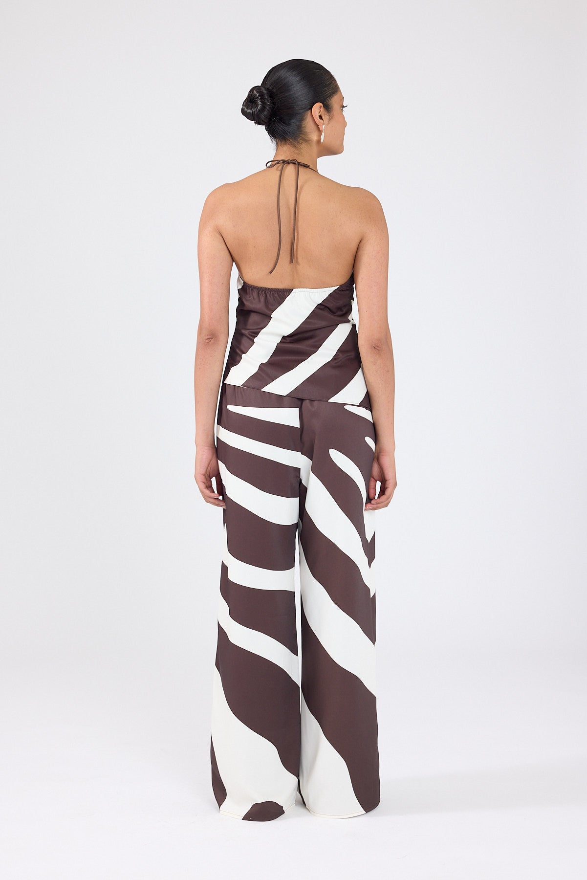 Perfect Stranger Drift Printed Cowl Neck Top Brown/White Print