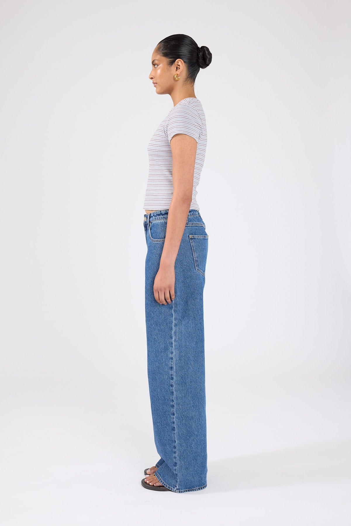 Perfect Stranger Tate Cap Sleeve T-shirt Grey Stripe