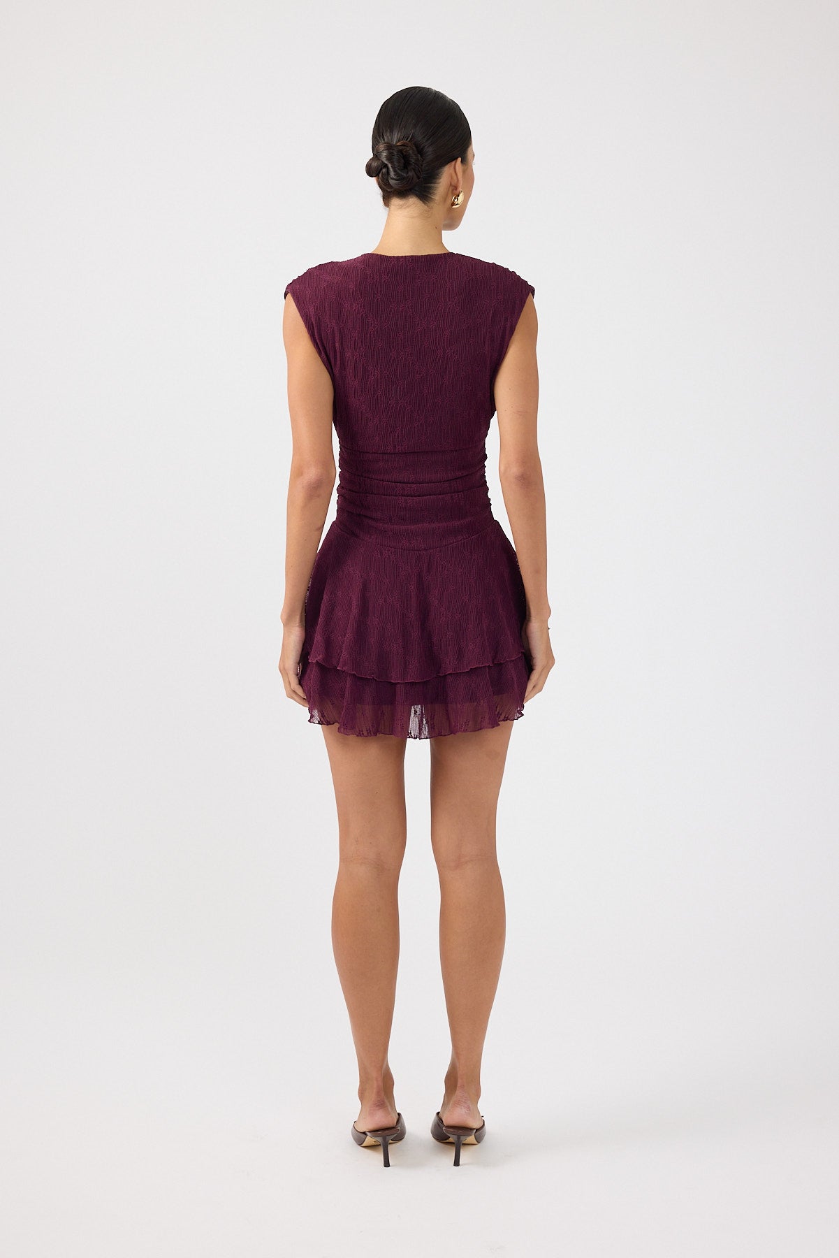 Perfect Stranger Ardena Frill Mini Dress Plum