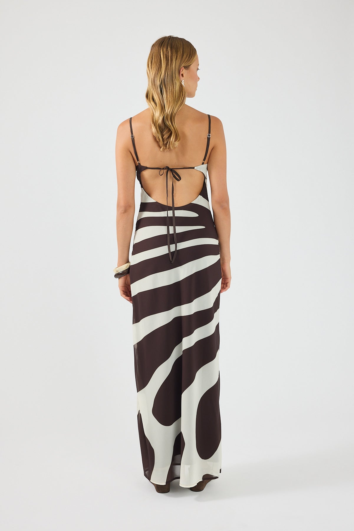 Perfect Stranger Drift Chiffon Maxi Dress Brown Print