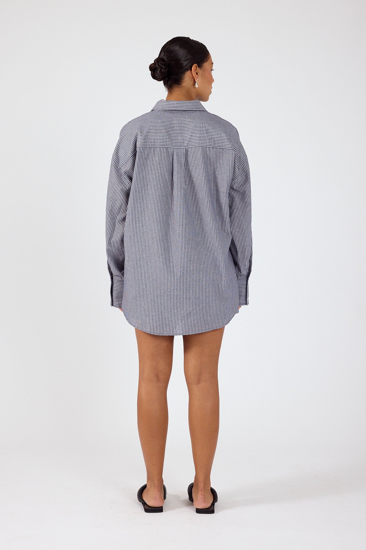 Perfect Stranger Mirae Striped Oversized Shirt Navy Stripe