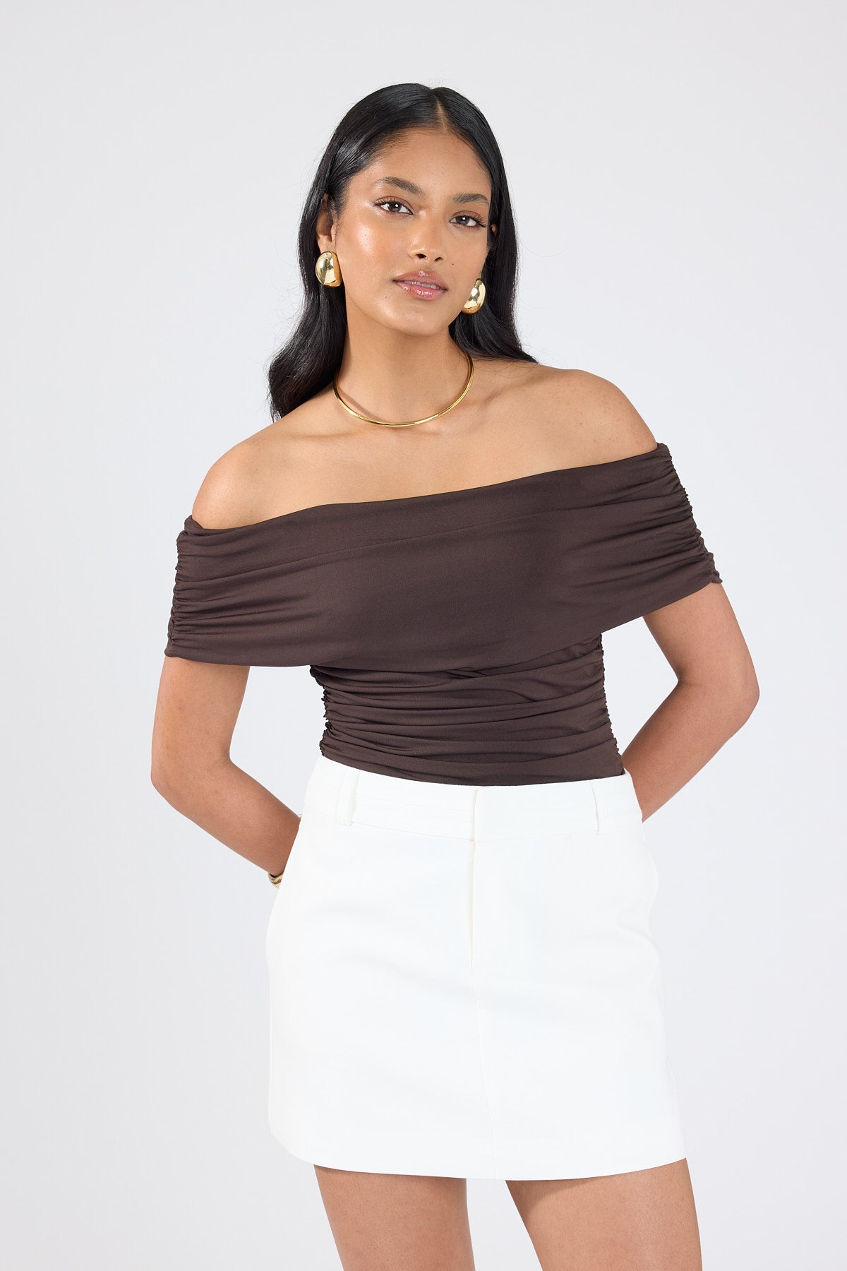 Perfect Stranger Sova High Waist Mini Skirt White