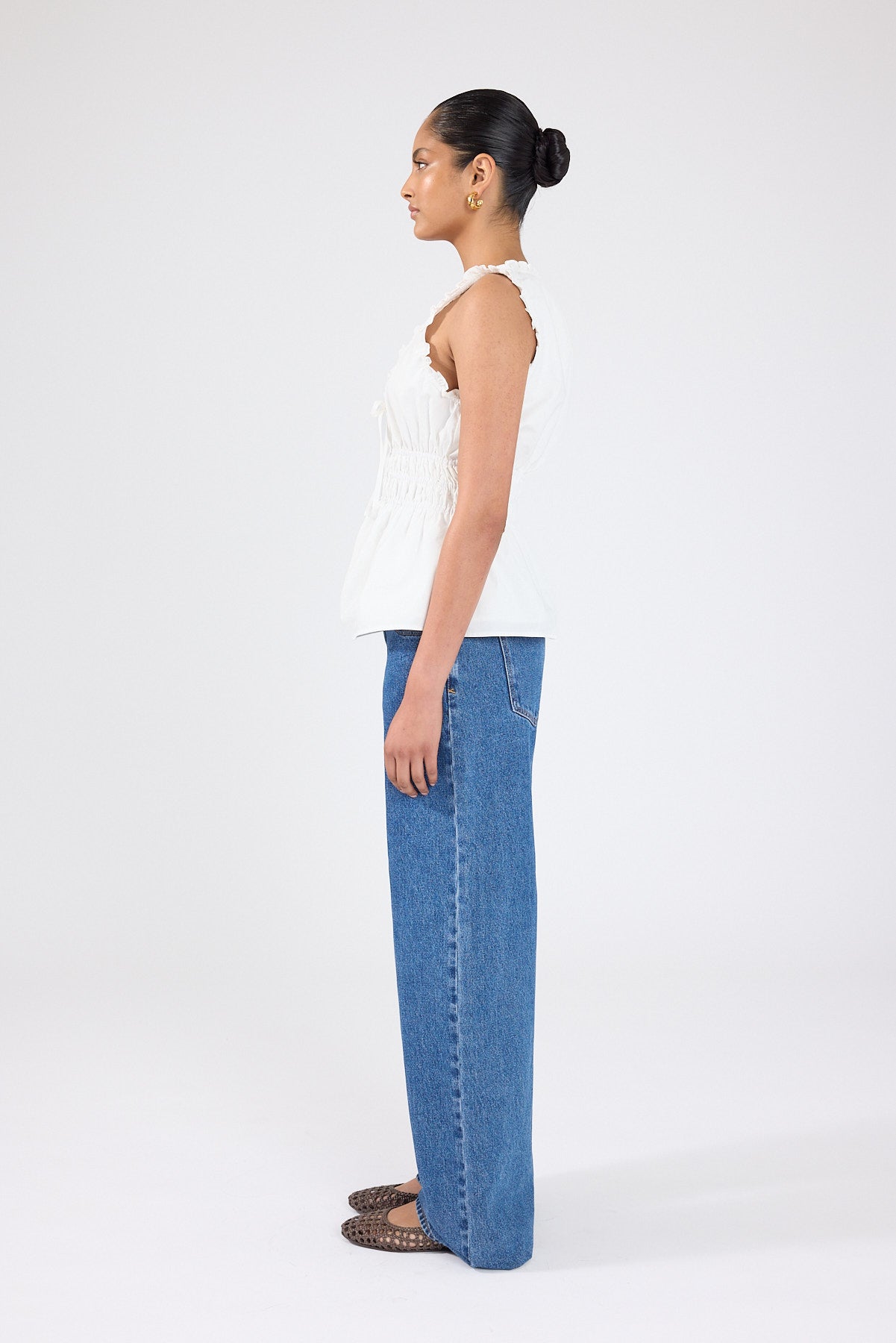 Perfect Stranger Faye Gathered Shift Top White