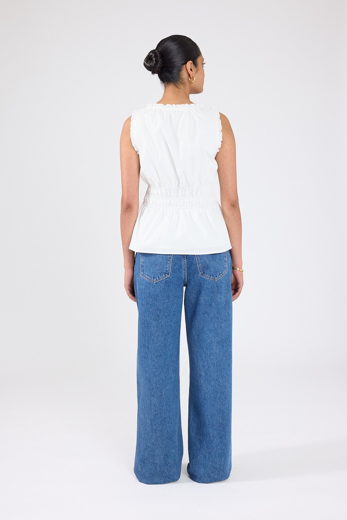 Perfect Stranger Faye Gathered Shift Top White