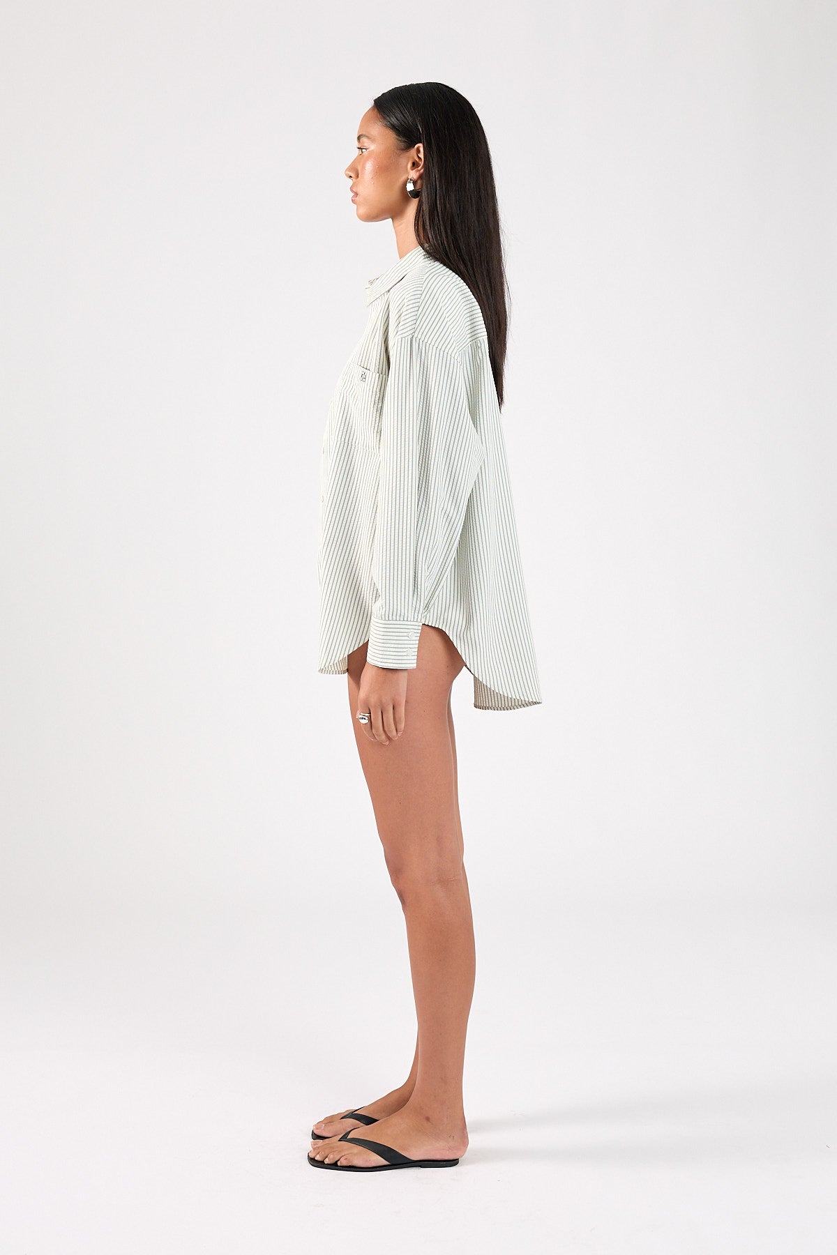 Perfect Stranger Hunter Stripe Oversized Shirt White/Black Stripe