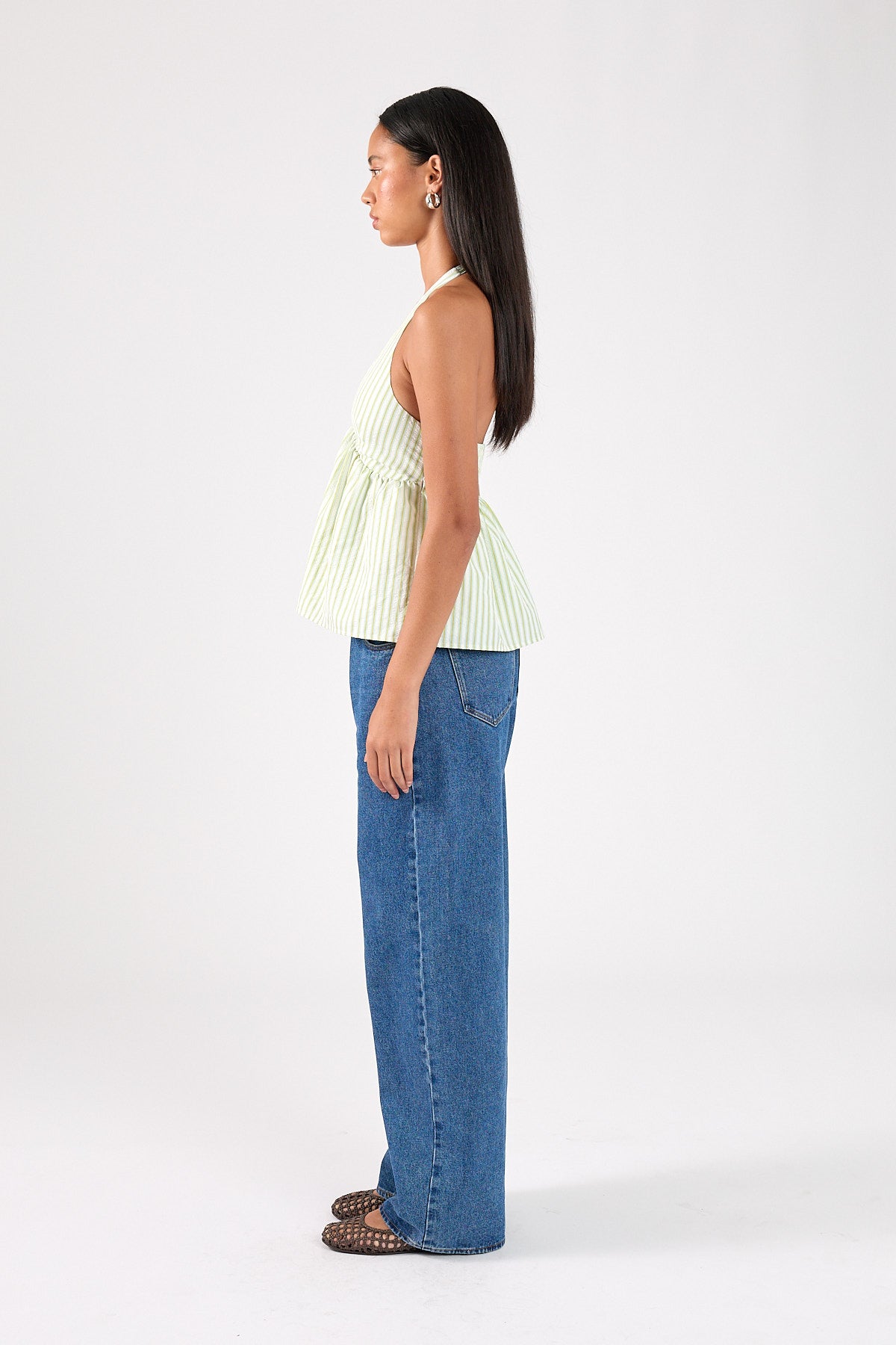 Perfect Stranger Aya Halter Top Blue/Green Stripe