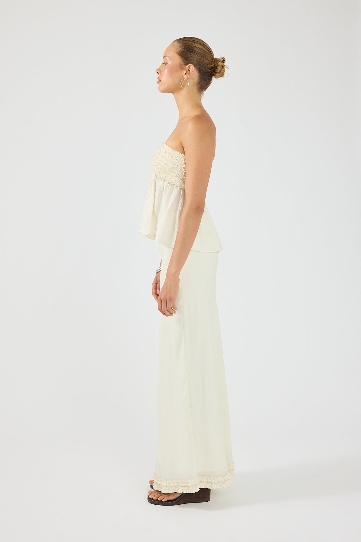 Perfect Stranger Jada Frill Maxi Skirt Off White