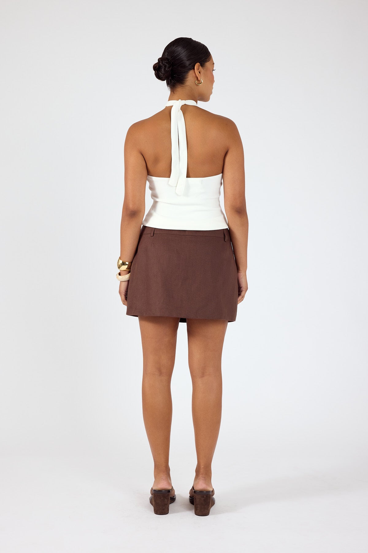 Perfect Stranger Valencia Mid Rise Skort Brown