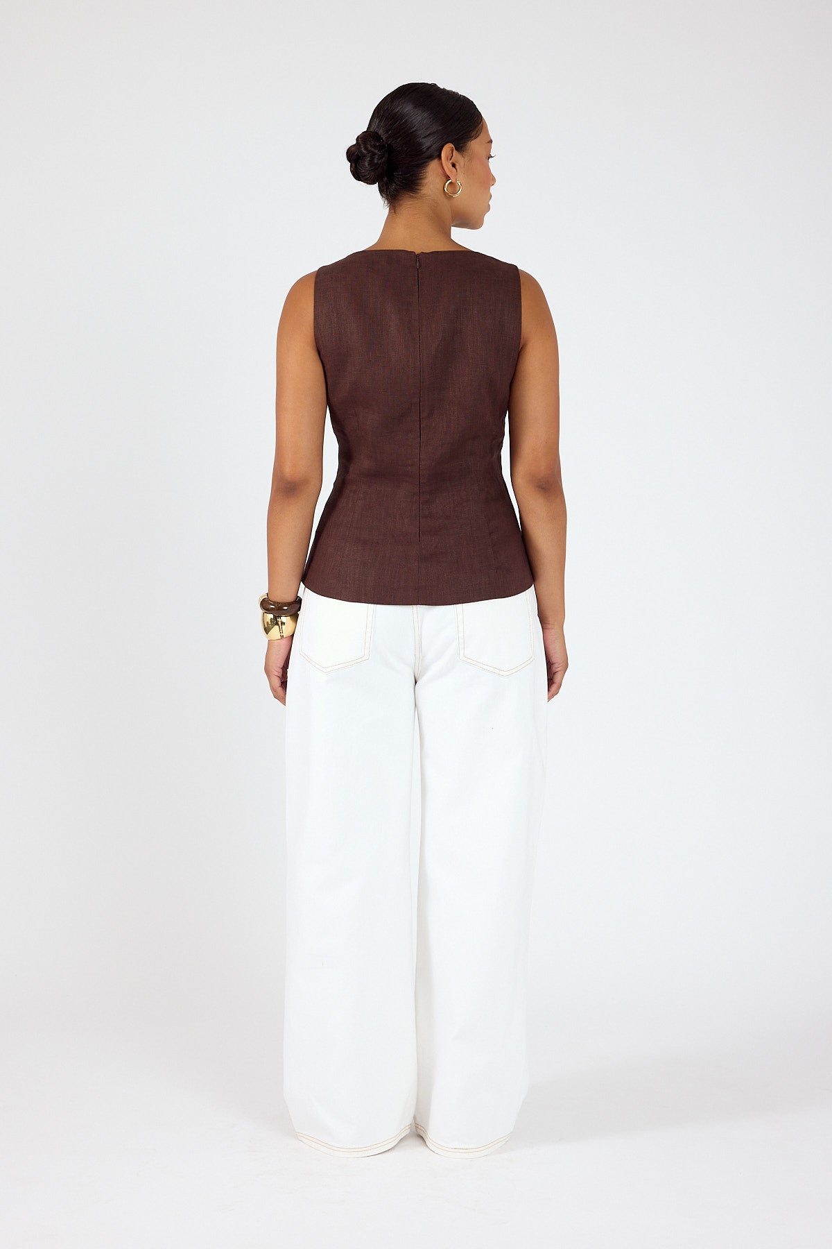 Perfect Stranger Menorca Boat Neck Top Brown