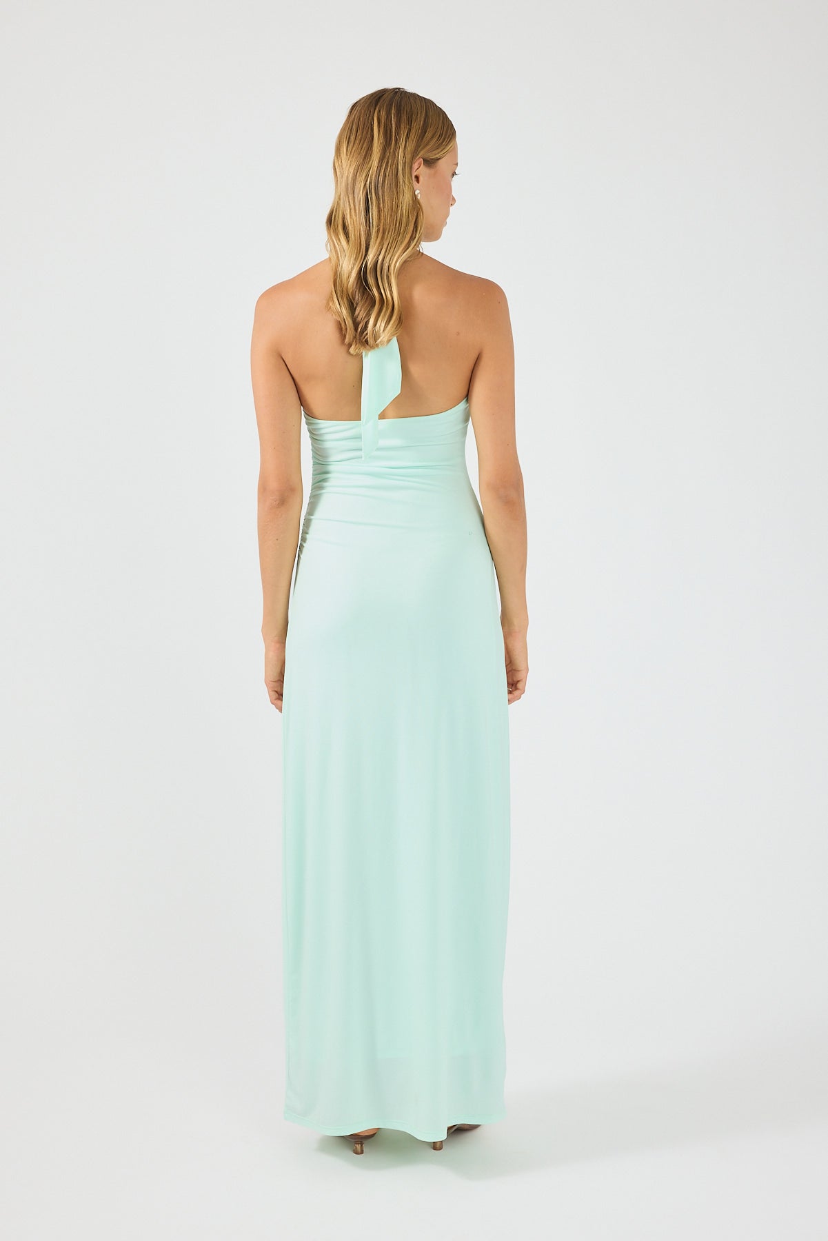 Perfect Stranger Isla Halter Twist Maxi Dress Iced Blue