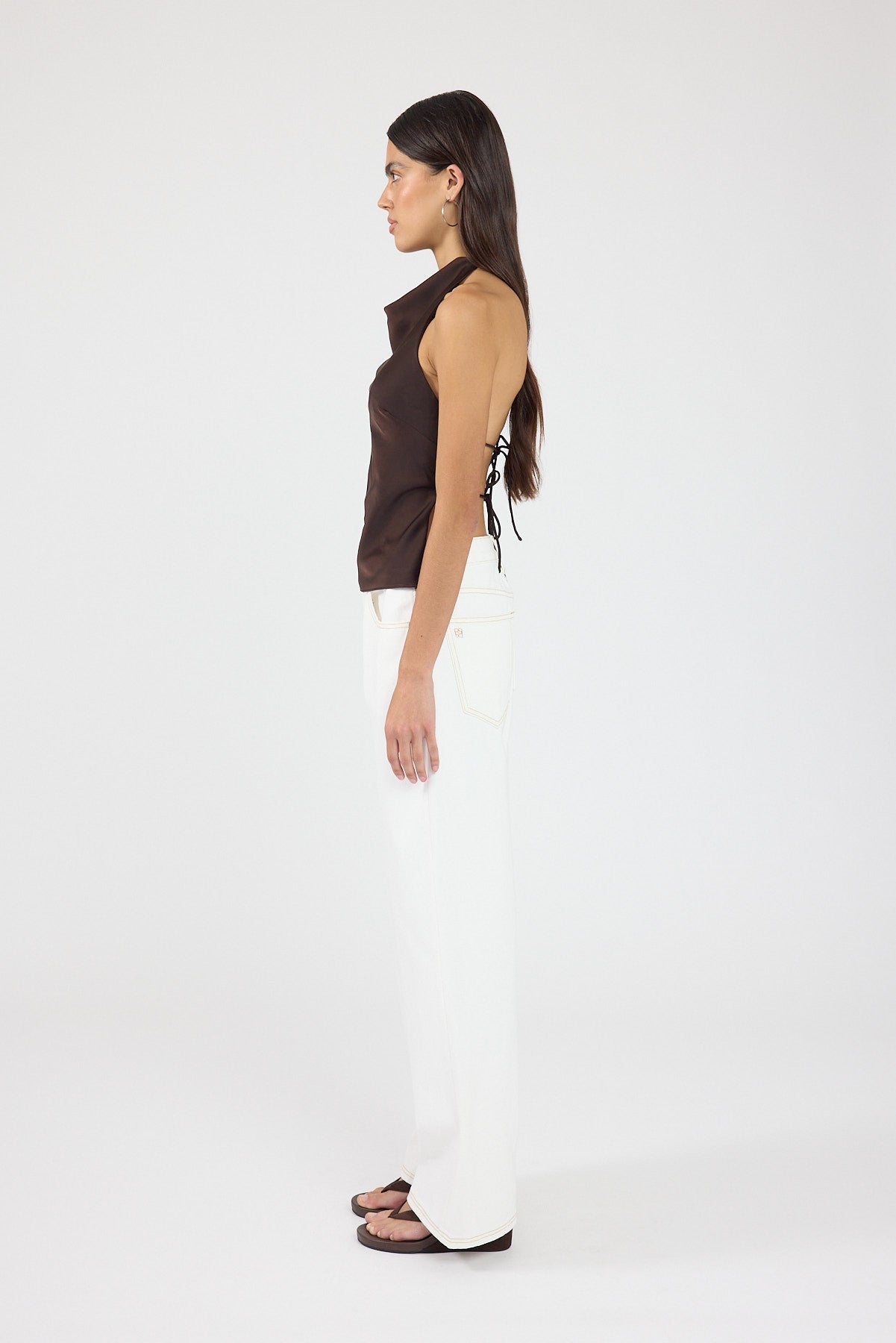 Perfect Stranger Petite Mid Rise Baggy Jean White