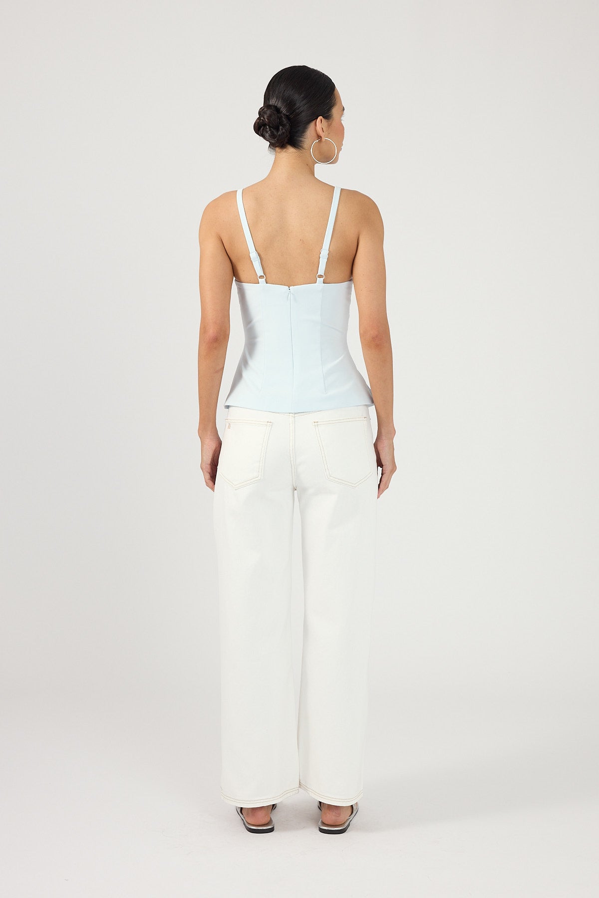 Perfect Stranger Petite Mid Rise Baggy Jean White