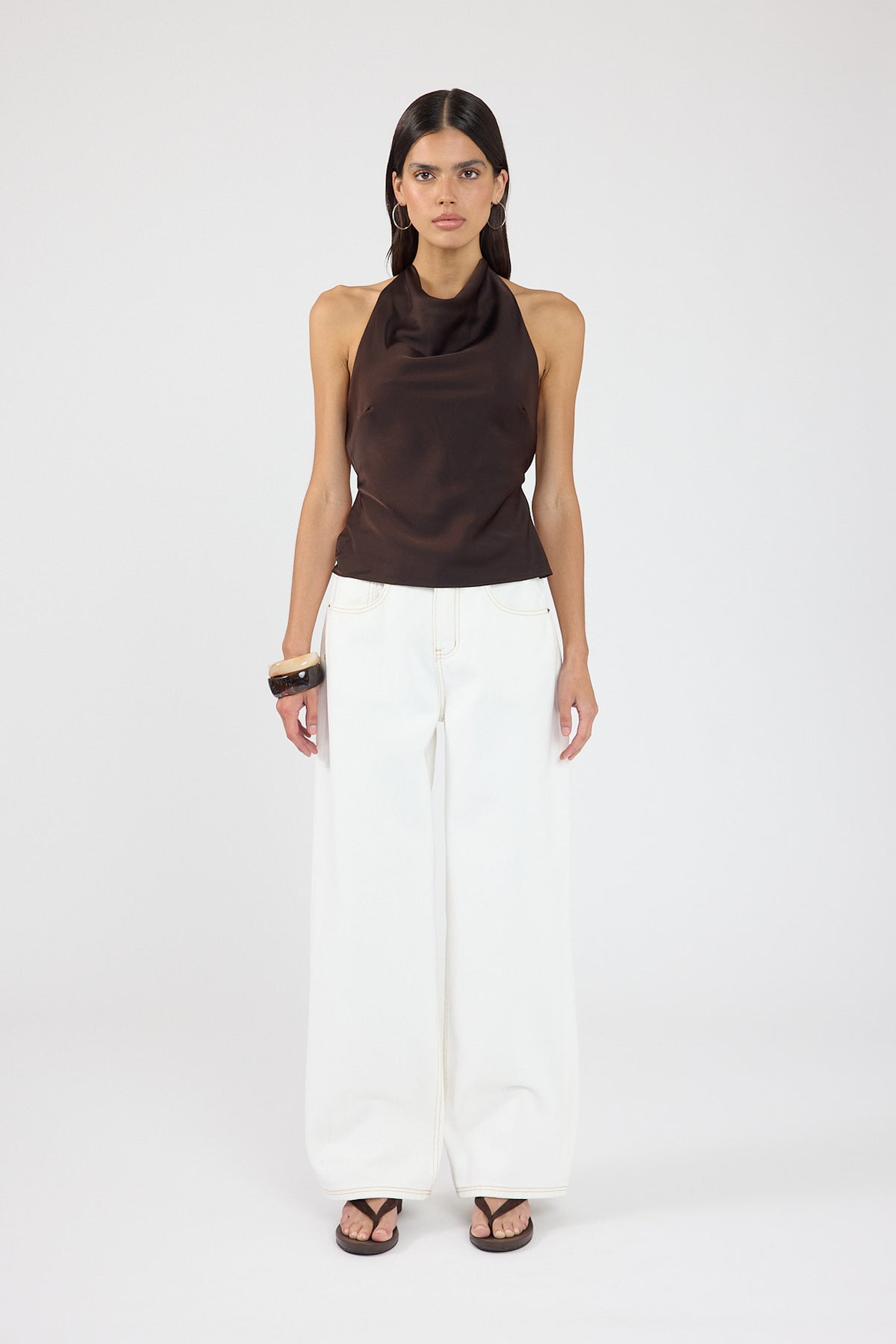 Perfect Stranger Petite Mid Rise Baggy Jean White
