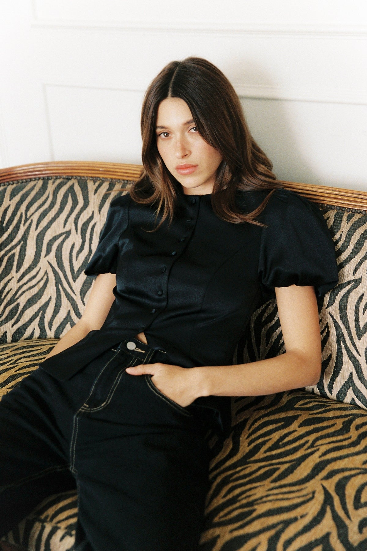 Perfect Stranger Fenella Short Sleeve Top Black