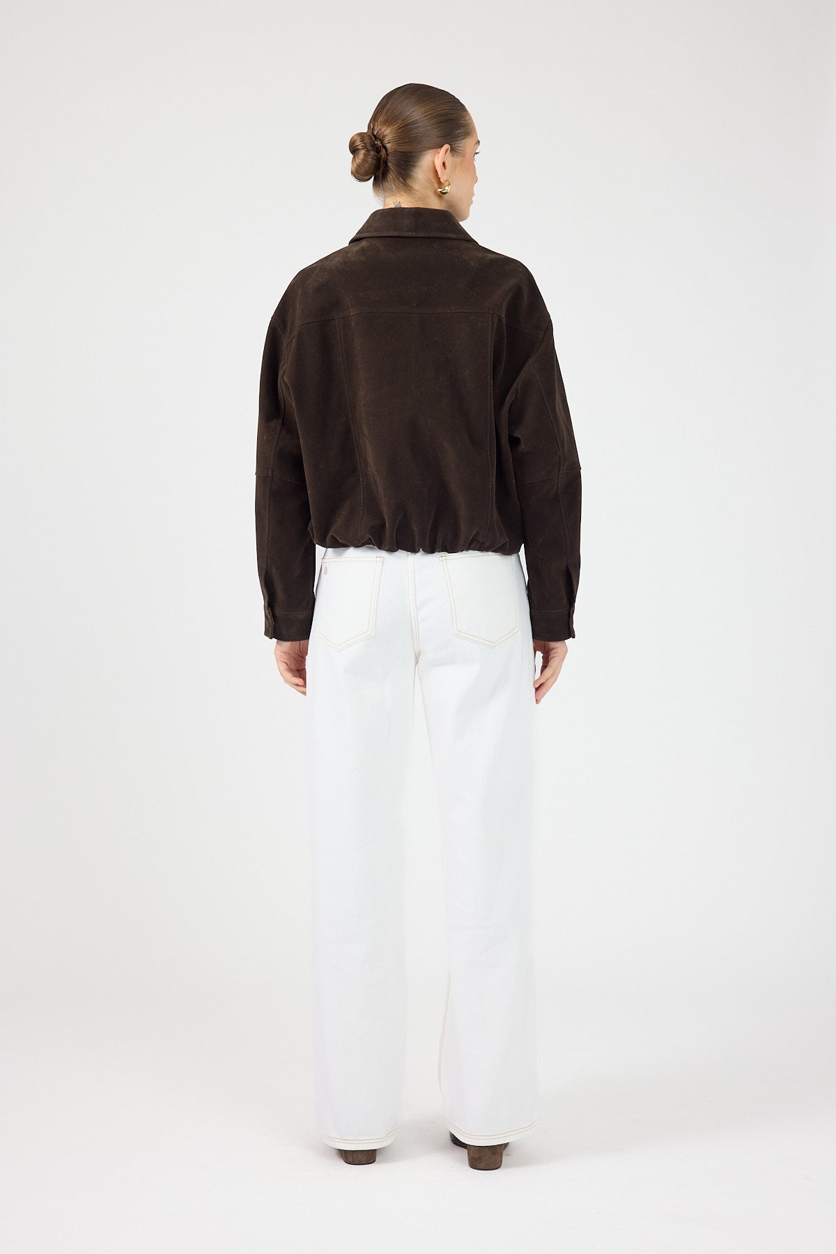 Perfect Stranger Greta Faux Suede Jacket Chocolate Brown
