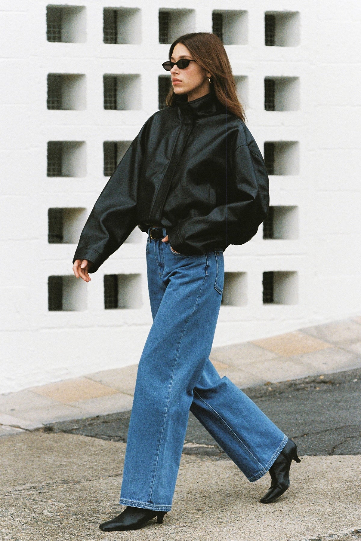 Perfect Stranger Leo Funnel Neck PU Bomber Jacket Black