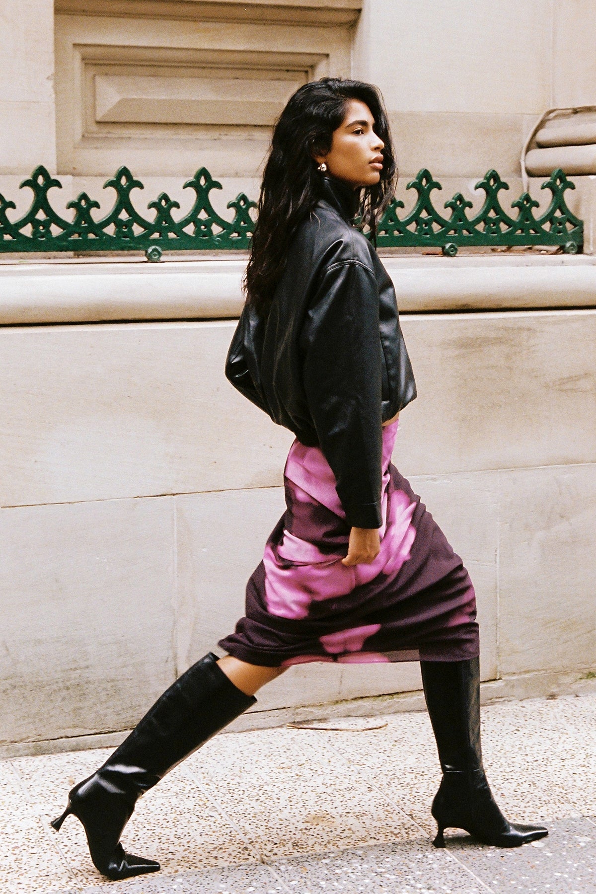 Perfect Stranger Leo Funnel Neck PU Bomber Jacket Black