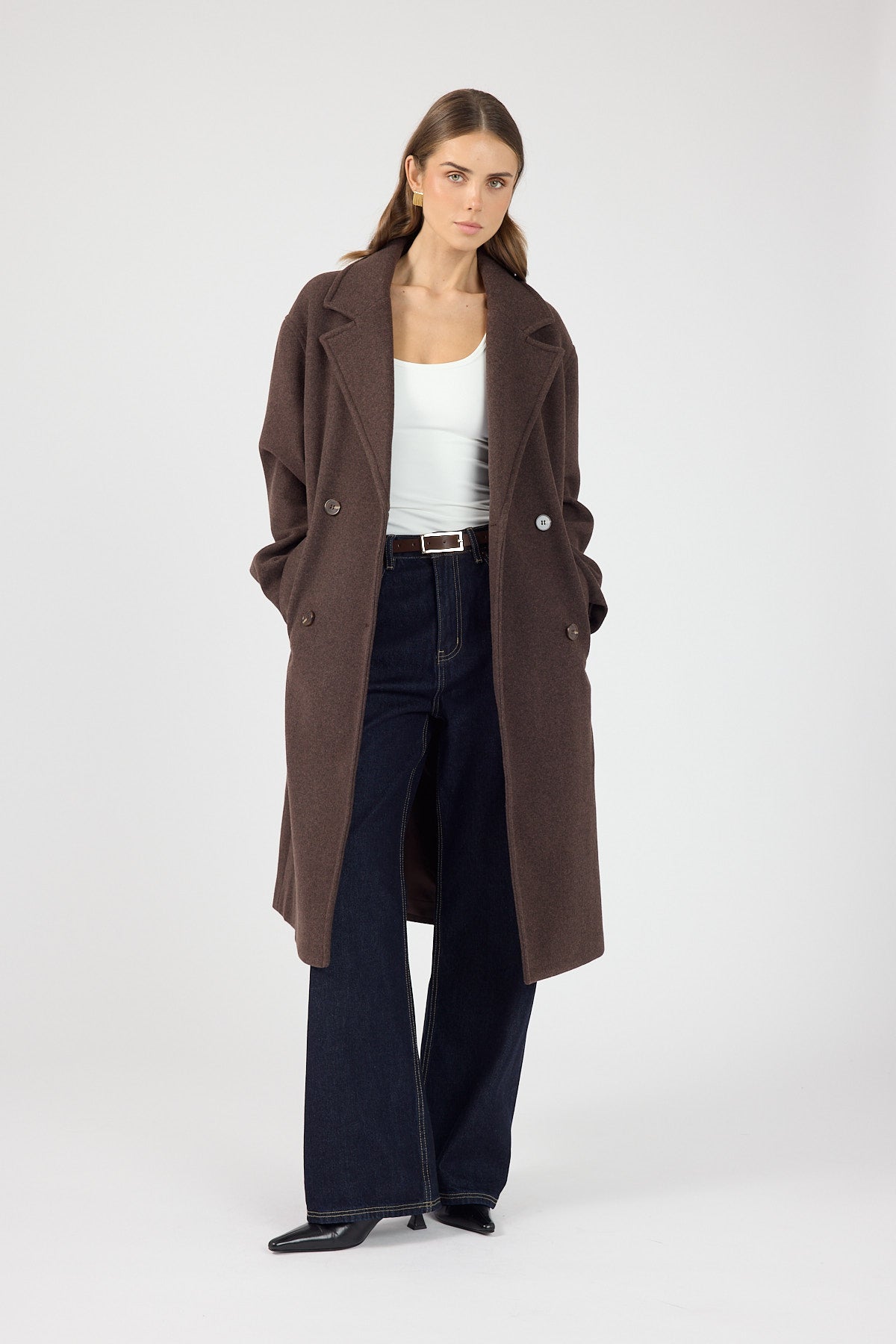 Perfect Stranger Noah Long Line Coat Brown