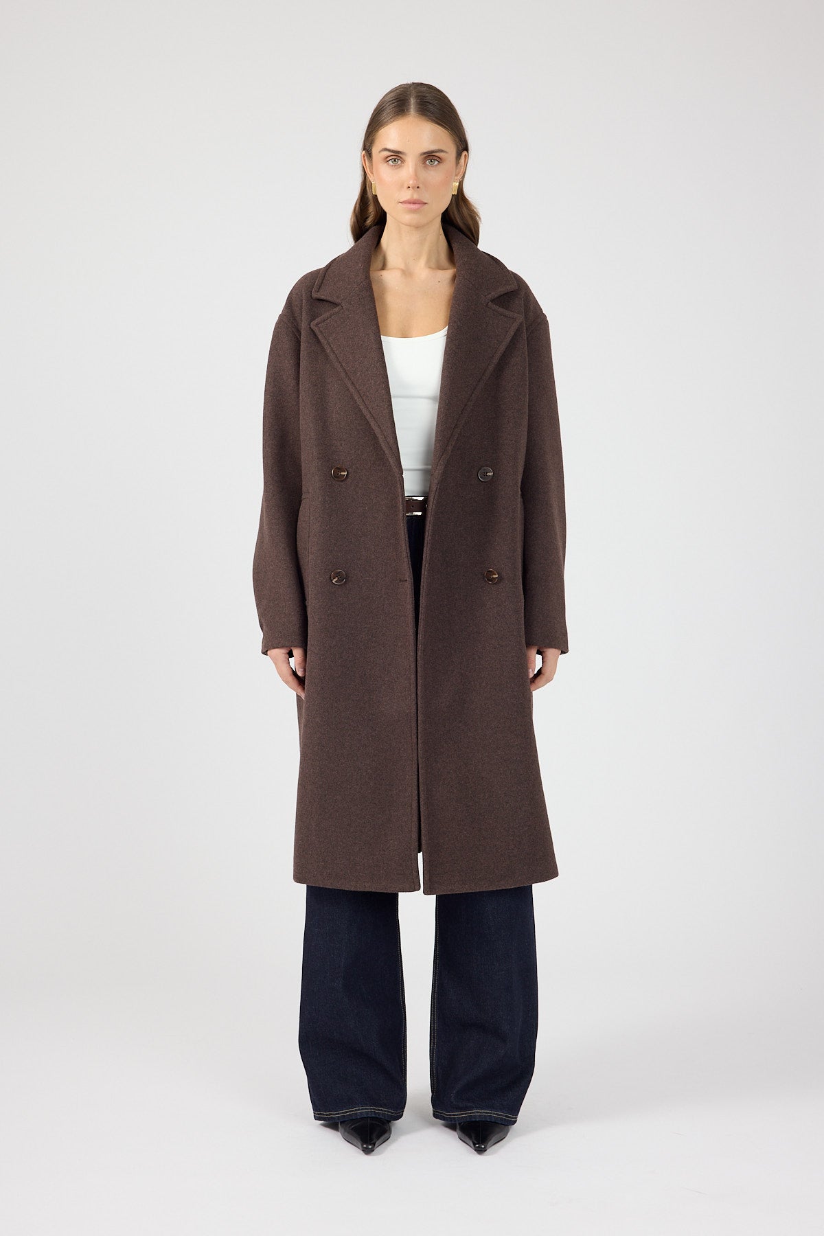 Perfect Stranger Noah Long Line Coat Brown