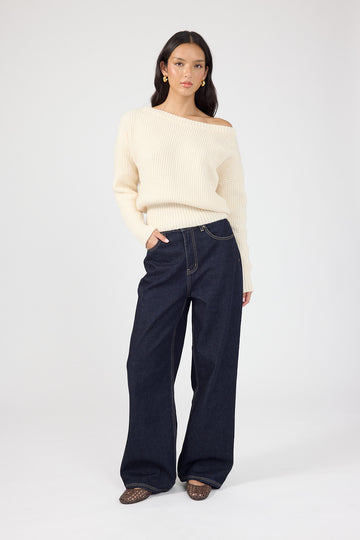 Perfect Stranger Blaire Off Shoulder Knit Jumper Cream