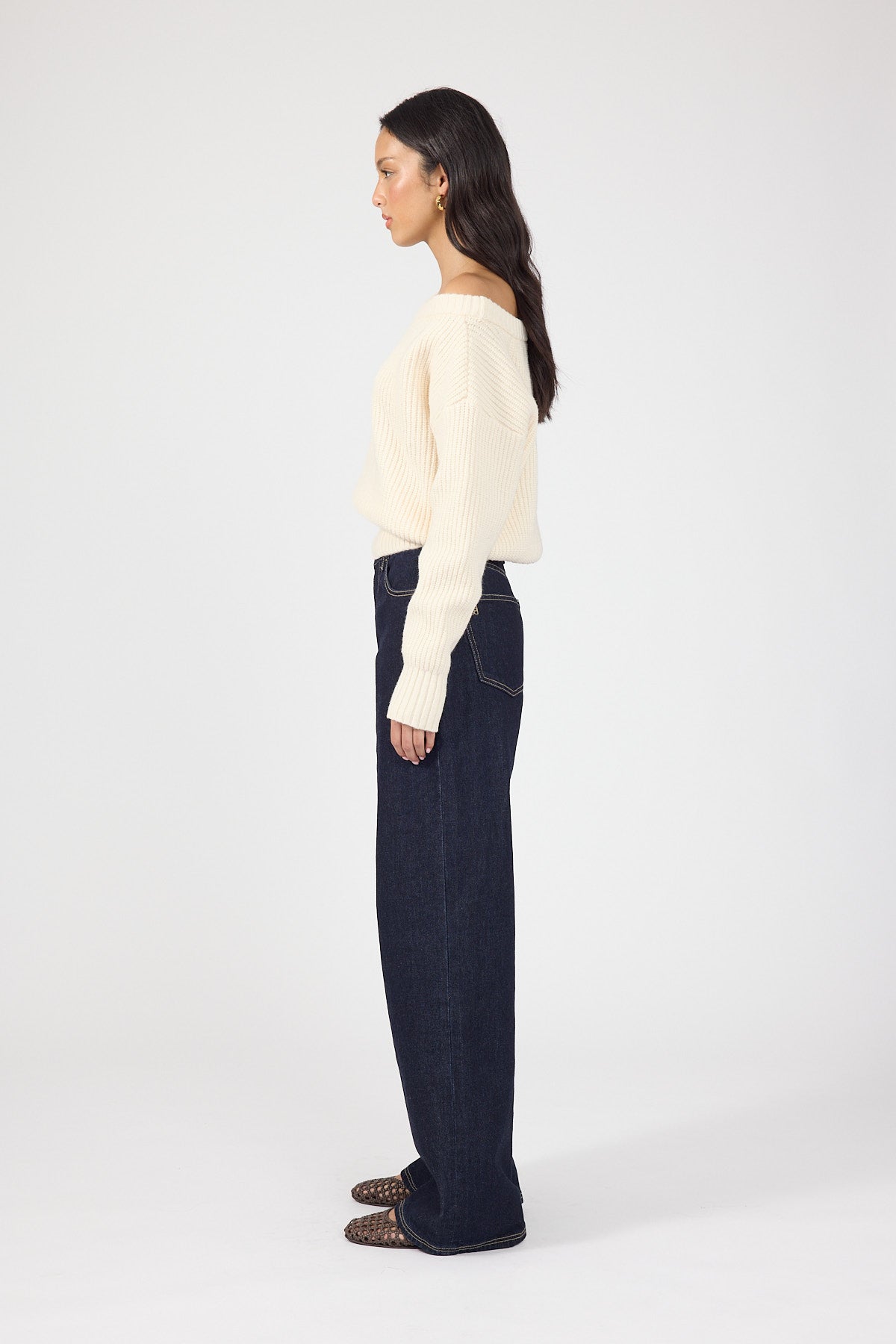 Perfect Stranger Blaire Off Shoulder Knit Jumper Cream
