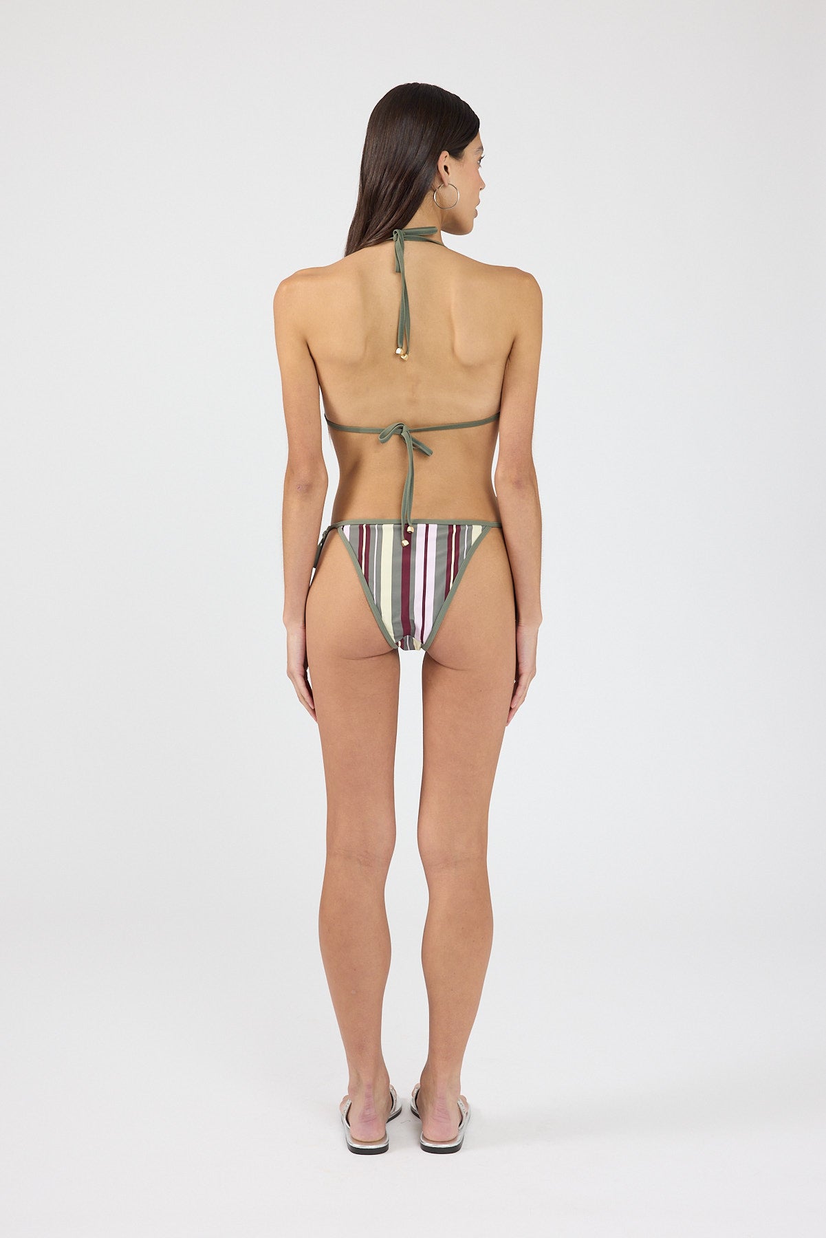 Perfect Stranger Lani Tie Side Bikini Bottom Khaki Stripe