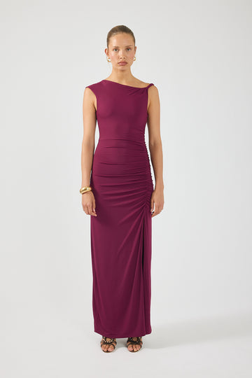 Perfect Stranger Miro Twist Maxi Dress Plum