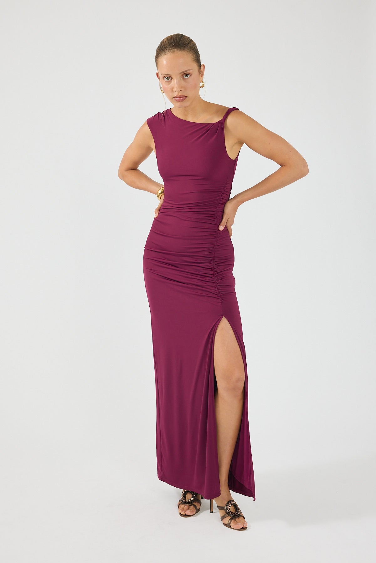 Perfect Stranger Miro Twist Maxi Dress Plum