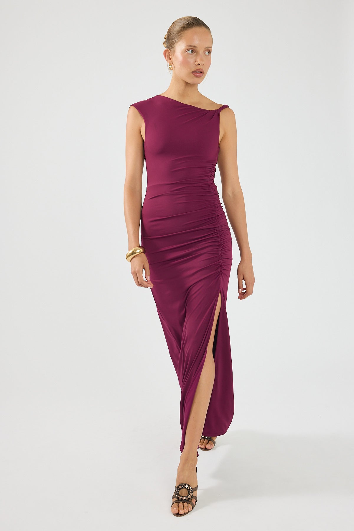 Perfect Stranger Miro Twist Maxi Dress Plum
