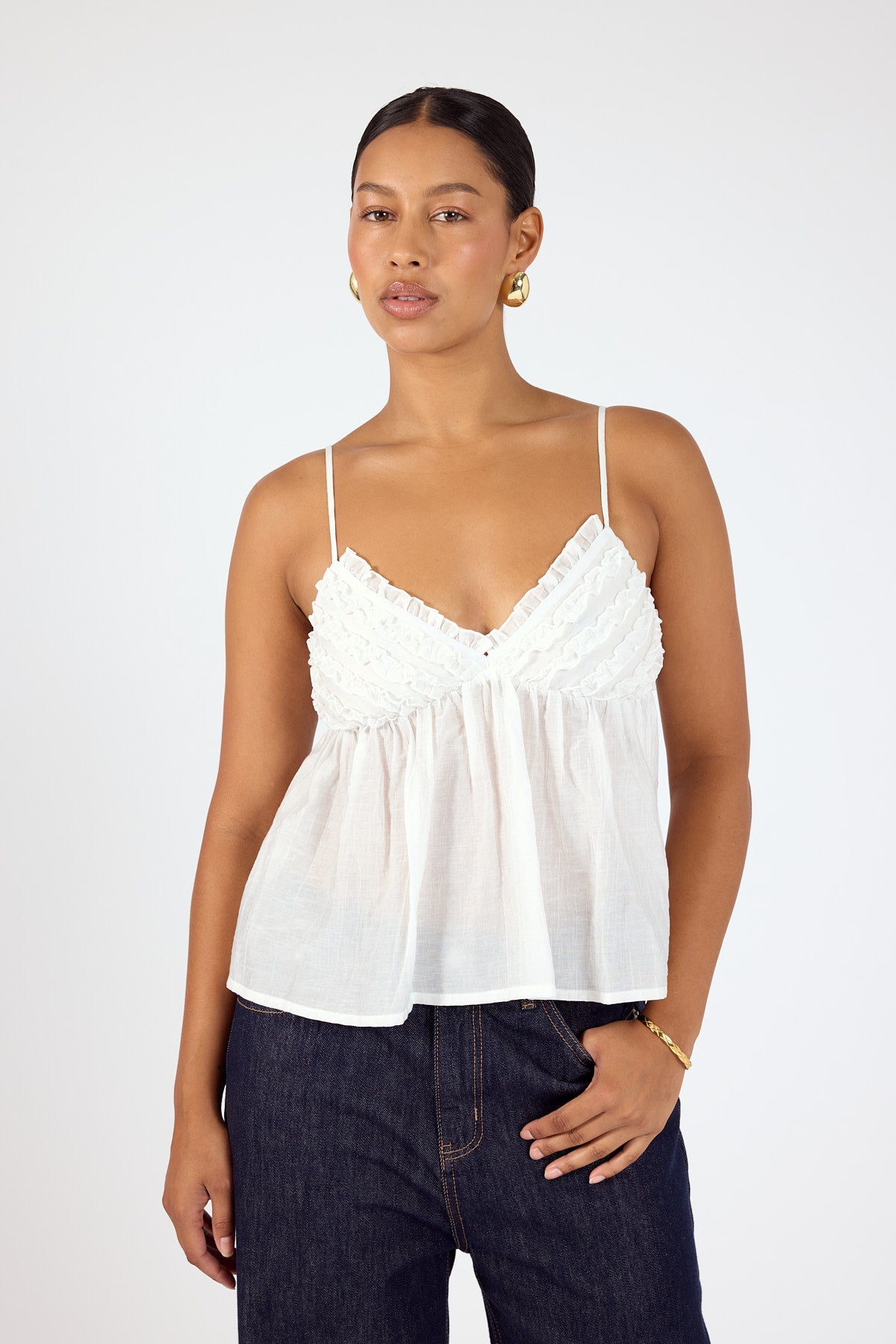 Perfect Stranger Klara Frill Cami Top White