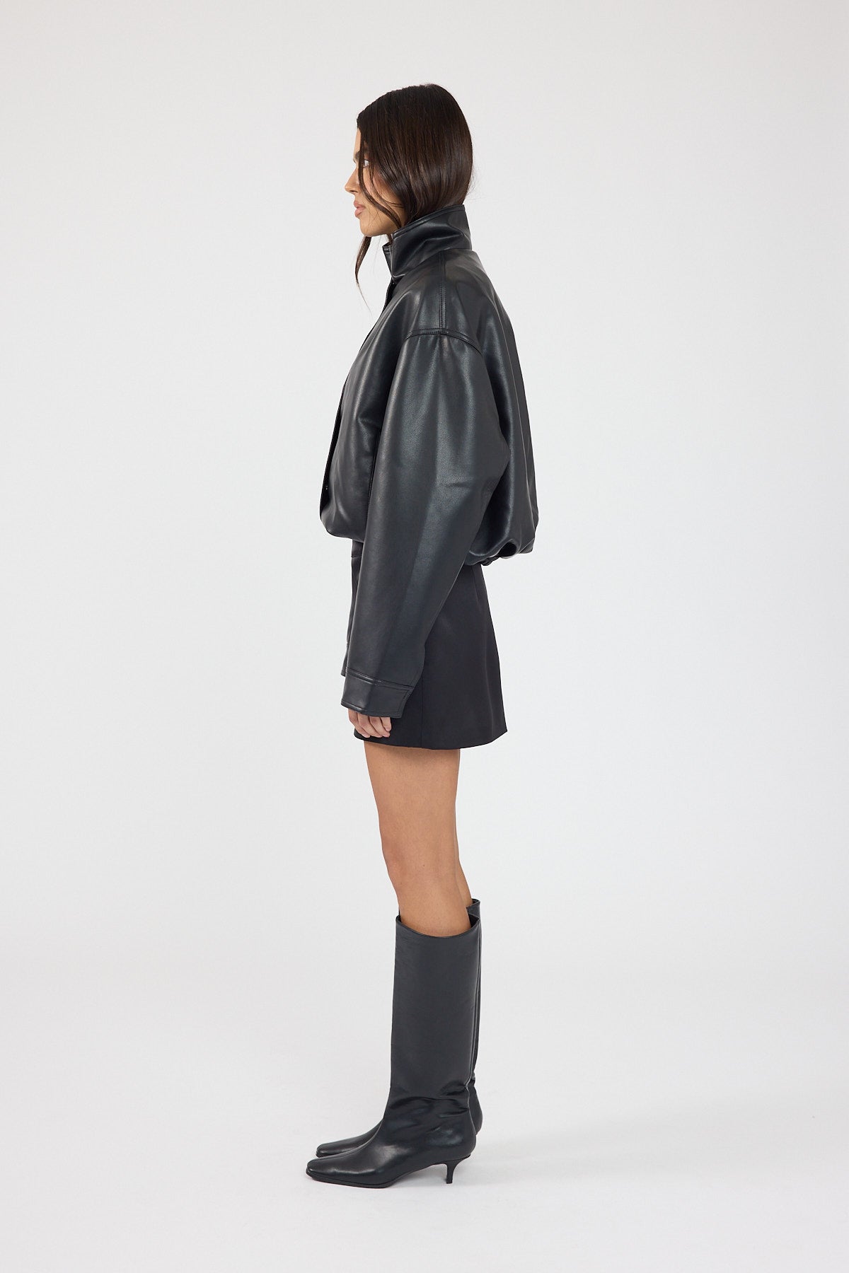 Perfect Stranger Millie Satin Mid Rise Mini Skirt Black