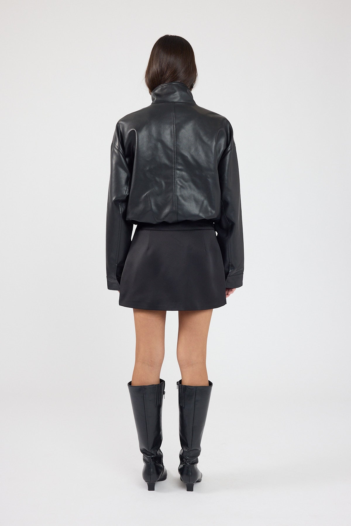 Perfect Stranger Millie Satin Mid Rise Mini Skirt Black