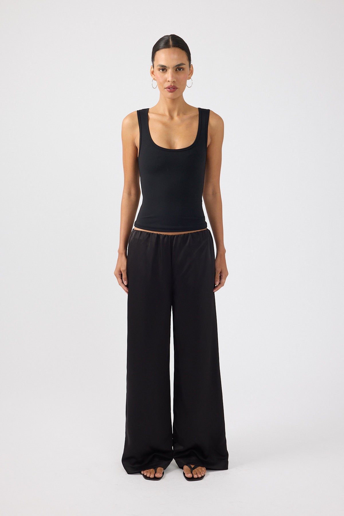 Perfect Stranger Millie Satin Mid Rise Pants Black