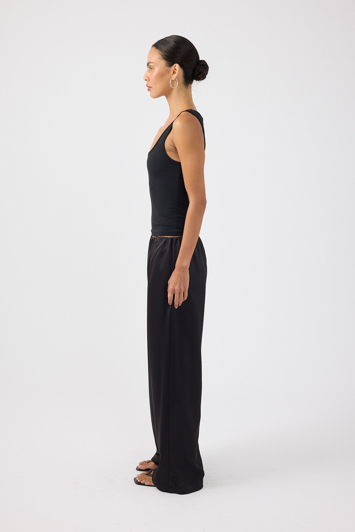 Perfect Stranger Millie Satin Mid Rise Pants Black