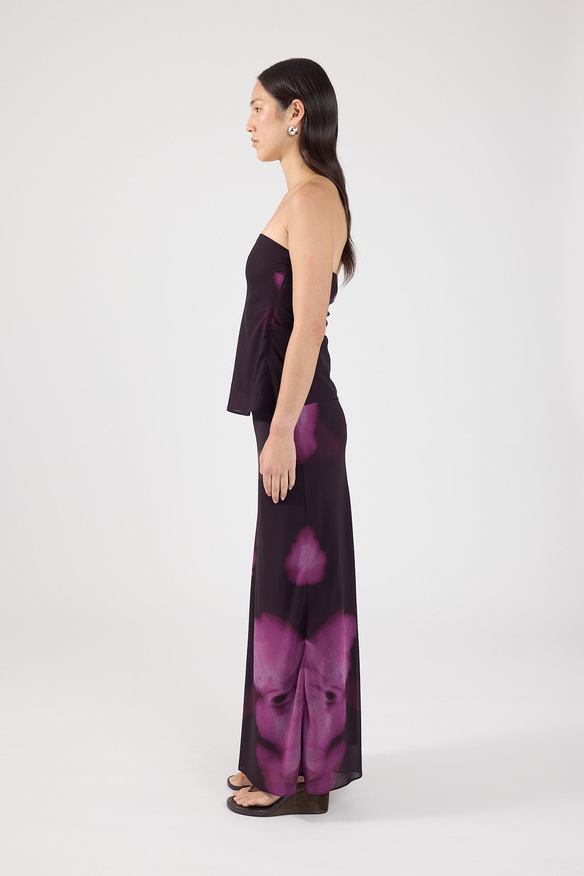 Perfect Stranger Florence Strapless Top Burgundy Print